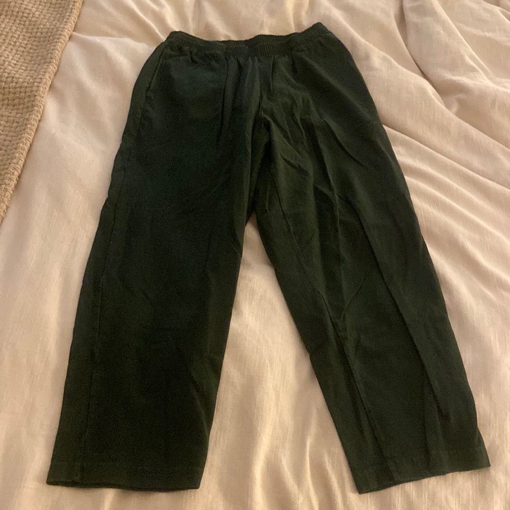 Los Angeles Apparel Heavy Jersey Garment Dye Casual Pants in dark green